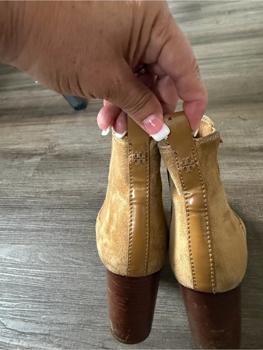 Tory Burch Mustard Suede Chelsea Block Heel Ankle Boots - Picture 4 of 7